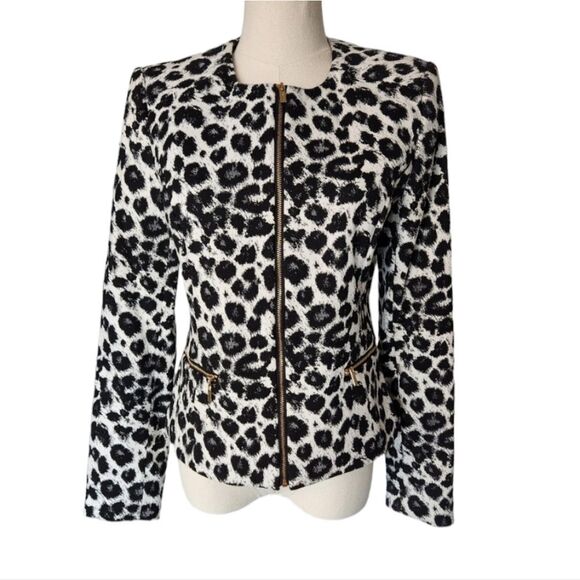 NWOT Calvin Klein Black & white Leopard Print Jacket - Picture 1 of 9